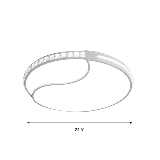 Crystal Circular Flush Mount Led Ceiling Light Fixture - 16.5’/20.5’/24.5’ Wide Contemporary