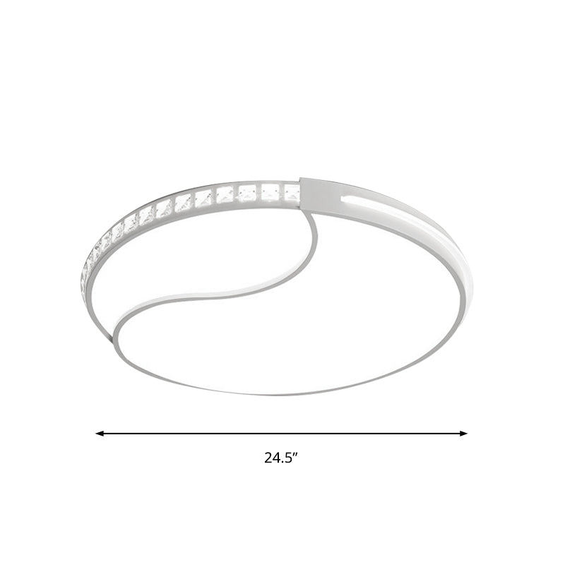 Crystal Circular Flush Mount Led Ceiling Light Fixture - 16.5/20.5/24.5 Wide Contemporary Warm/White
