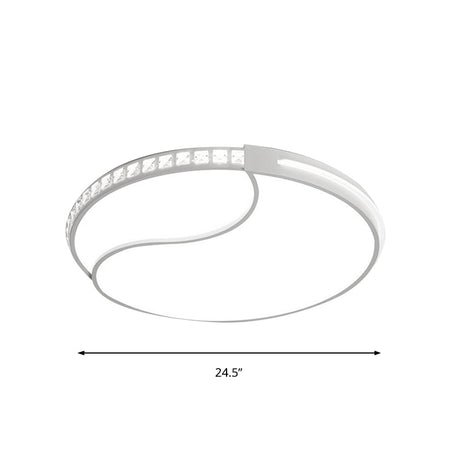 Crystal Circular Flush Mount Led Ceiling Light Fixture - 16.5/20.5/24.5 Wide Contemporary Warm/White