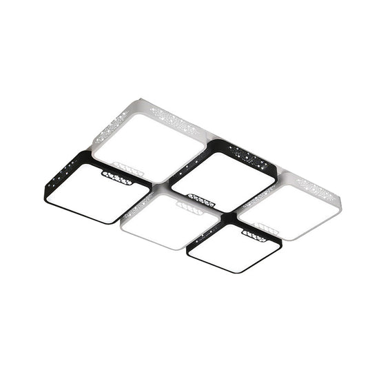 Contemporary Acrylic Flush Pendant Light - Led Black Ceiling Mount For Living Room