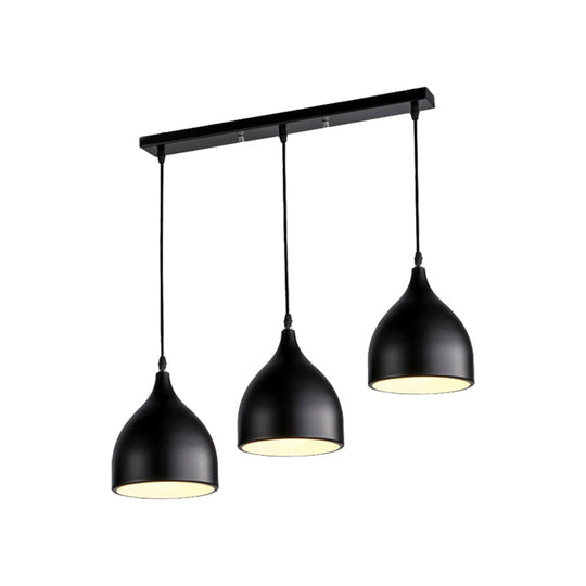 Modernist 3-Light Metallic Black/White Ceiling Pendant With Dome Shade