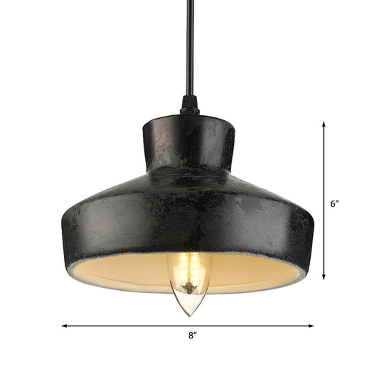 Industrial Style Iron Pendant Light Fixture - 4-Light Aged Black Shade Indoor Hanging Lighting