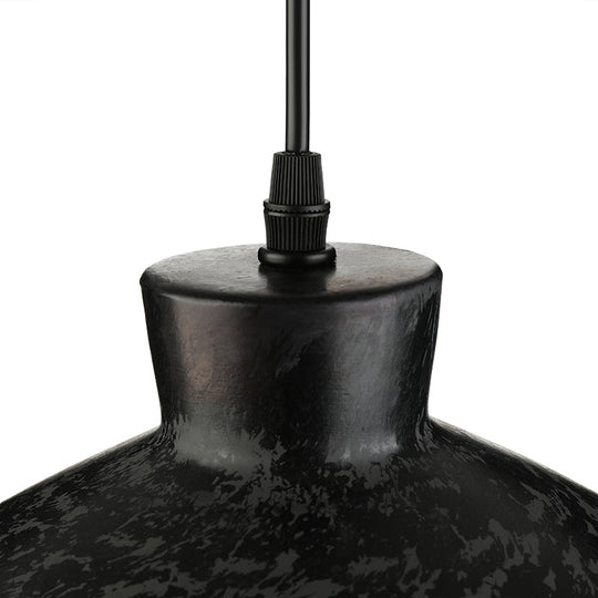 Industrial Style Iron Pendant Light Fixture - 4-Light Aged Black Shade Indoor Hanging Lighting