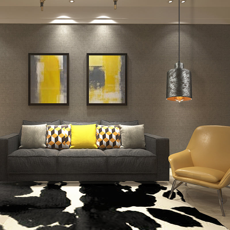 Industrial Style Iron Pendant Light Fixture - 4-Light Aged Black Shade Indoor Hanging Lighting