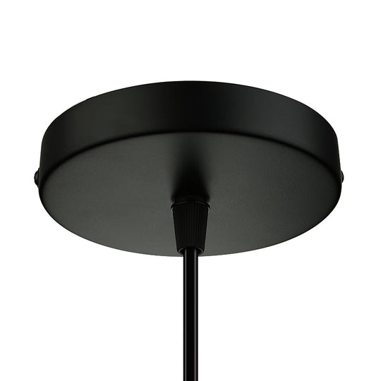 Iron Pendant Lighting With 4 Aged Black Shades - Industrial Style Indoor Hanging Light