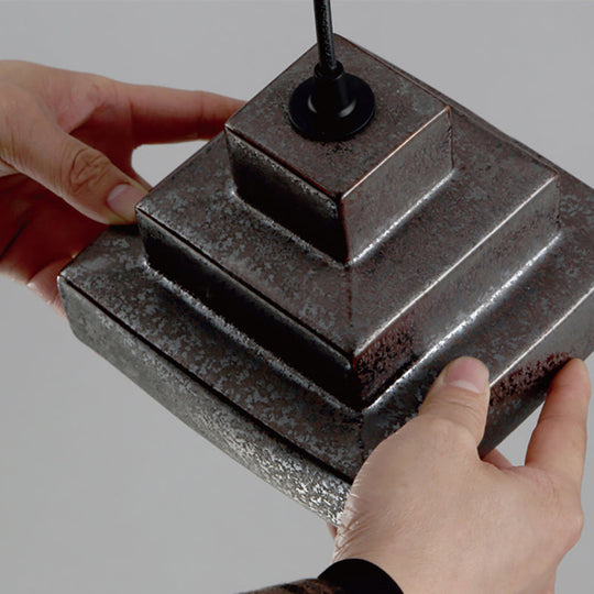 Industrial Style Iron Pendant Light Fixture - 4-Light Aged Black Shade Indoor Hanging Lighting