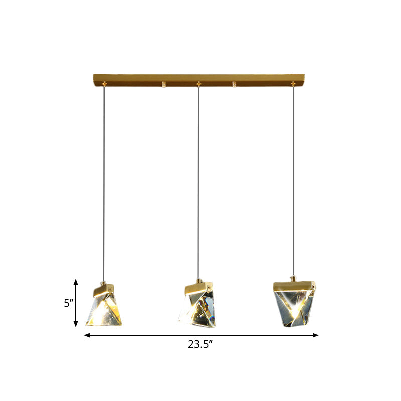 Modern Crystal Led Clear Ceiling Lamp - Polyhedron Pendant For Dining Hall