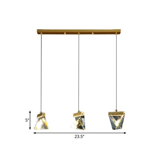 Modern Crystal Led Clear Ceiling Lamp - Polyhedron Pendant For Dining Hall