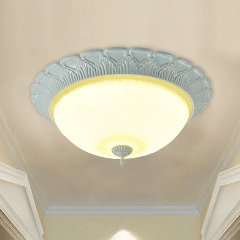 Classic Opaline Glass Led Flush Lamp Ceiling Fixture - White 16’/20.5’ Wide With Warm/White
