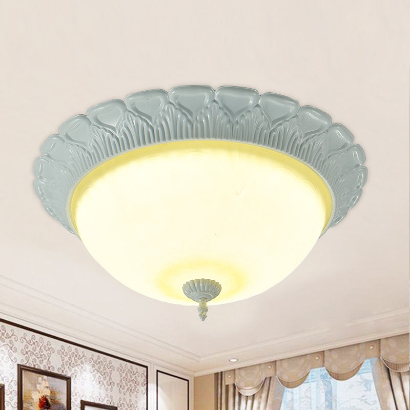 Classic Opaline Glass Led Flush Lamp Ceiling Fixture - White 16’/20.5’ Wide With Warm/White Light