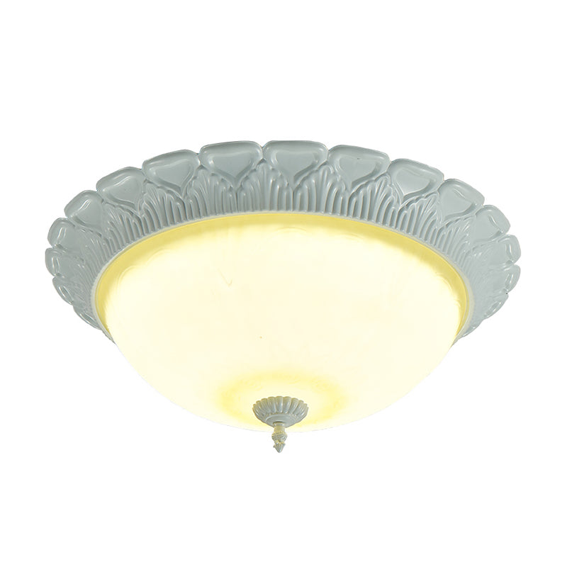 Classic Opaline Glass Led Flush Lamp Ceiling Fixture - White 16’/20.5’ Wide With Warm/White Light