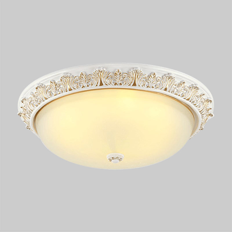 Milky Glass Ceiling Mount With White/Golden Bronze Flush Light And 2 - Bulbs For Countryside Homes
