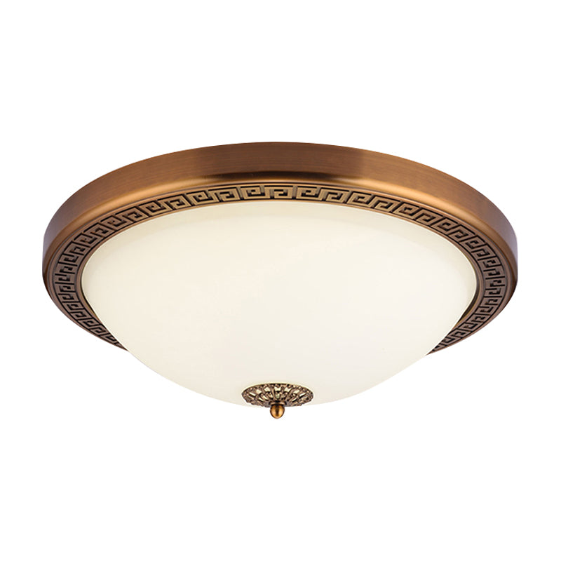 Opal Glass Brass Led Flush Mount Light Countryside Style 14’/16’ Wide