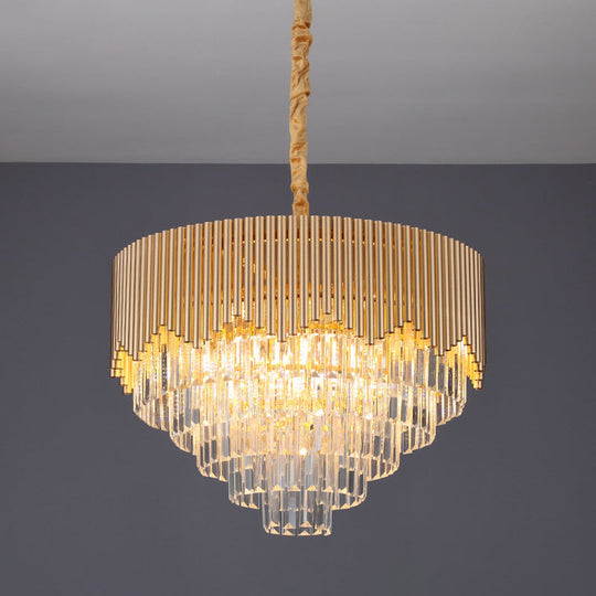 Clear Crystal Prisms Chandelier – Modern Gold Finish 4/6/8 Heads Great Room Pendant