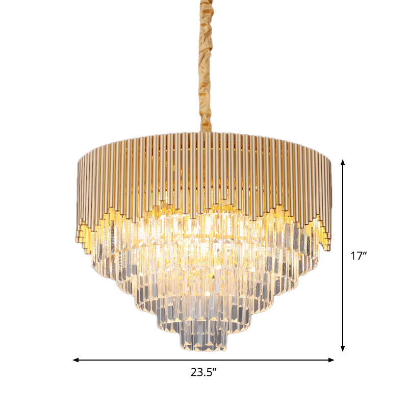 Clear Crystal Prisms Chandelier – Modern Gold Finish 4/6/8 Heads Great Room Pendant