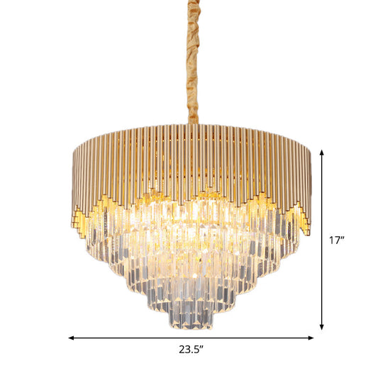 Clear Crystal Prisms Chandelier – Modern Gold Finish 4/6/8 Heads Great Room Pendant