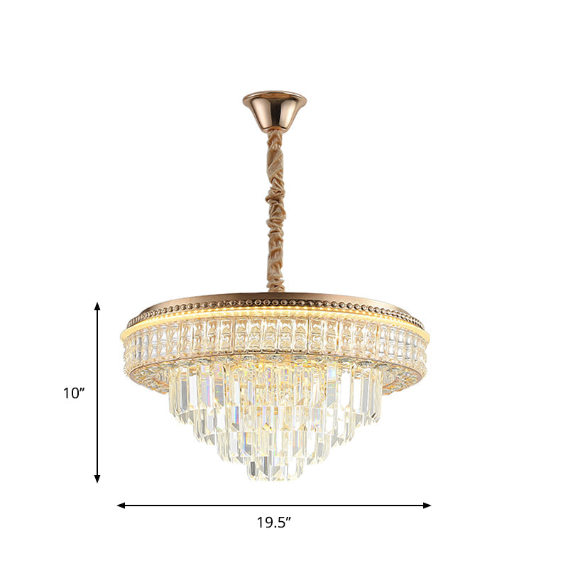 Contemporary Led Suspension Pendant With Clear Crystal Prisms For Dining Room Chandelier