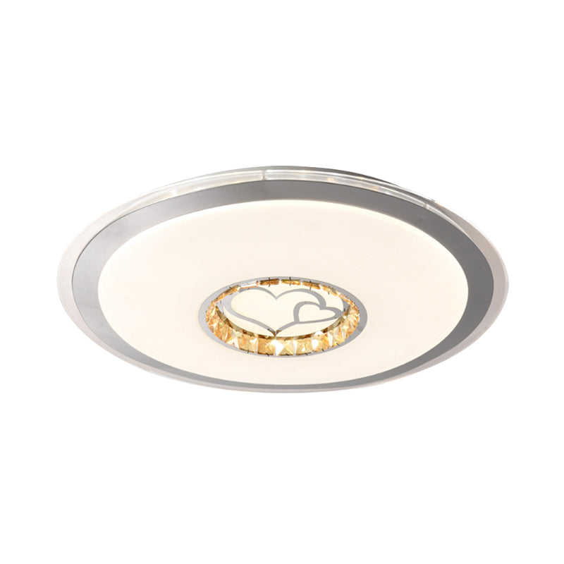 Contemporary White Crystal Led Ceiling Light For Sleeping Room With Stunning Heart/Moon/Star Designs