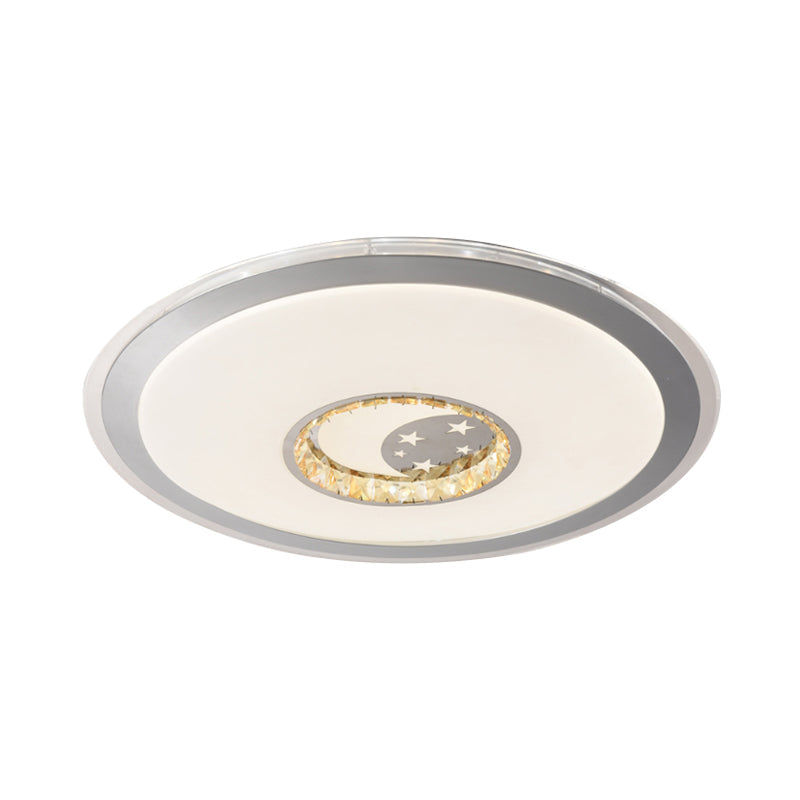 Contemporary White Crystal Led Ceiling Light For Sleeping Room With Stunning Heart/Moon/Star Designs