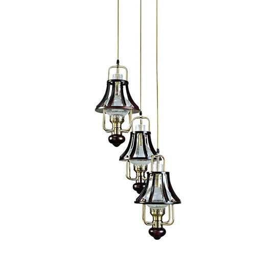 Vintage-Style Bell Caged Pendant Ceiling Light: Black Metal With Crystal Accent - Elegant Dining