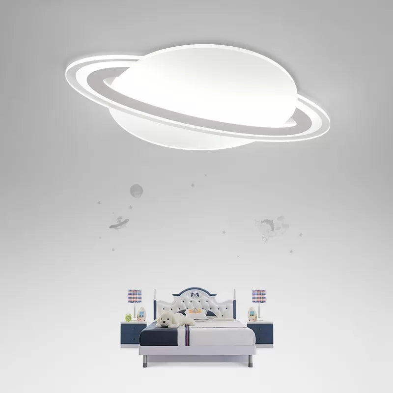 Modern Planet Shaped Ceiling Mount Light In White For Boys Bedroom / 12