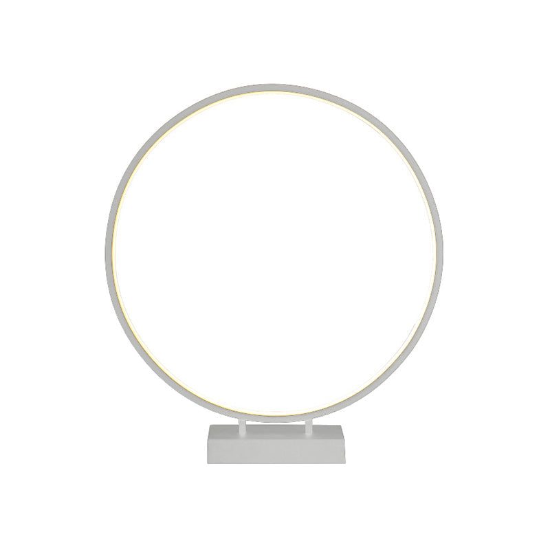 10 12 16 Dia Ring Desk Lamp - Simplicity Acrylic Led Light Black/White Warm/White