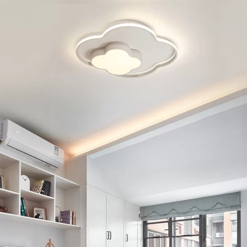 Modern White Flush Mount Nursing Room Cloud Ceiling Light / 18’ Natural