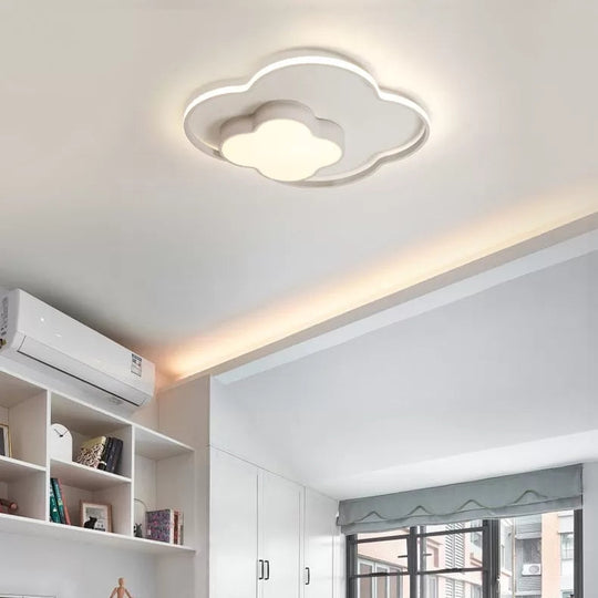 Modern White Flush Mount Nursing Room Cloud Ceiling Light / 18’ Natural