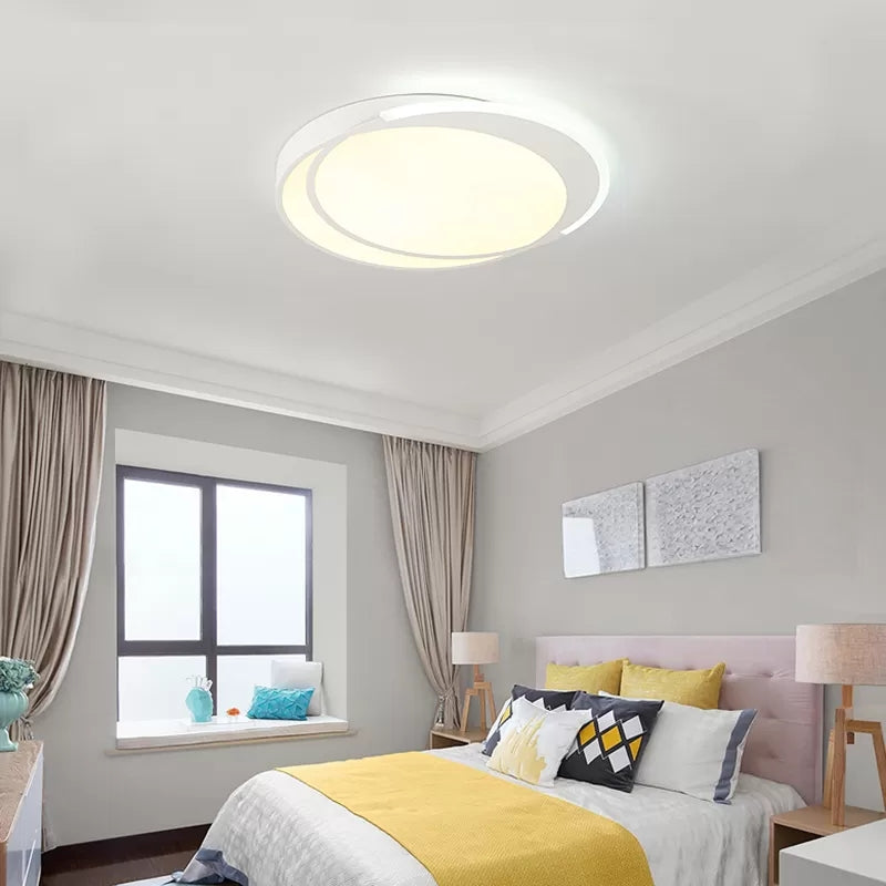 Sleek Round Ceiling Mount Light - Acrylic Flush Perfect For Adult Bedroom
