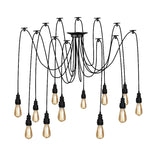 Swag Hanging Lamp - Industrial Style Pendant Light With Metal Bulb Holders In Black Finish