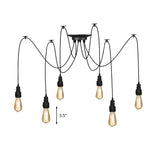 Swag Hanging Lamp - Industrial Style Pendant Light With Metal Bulb Holders In Black Finish
