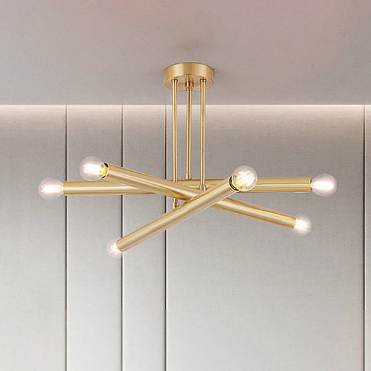 Modernist Gold Metal Bedroom Pendant Chandelier with Multiple Lights Ceiling Hung Light Fixture Gold