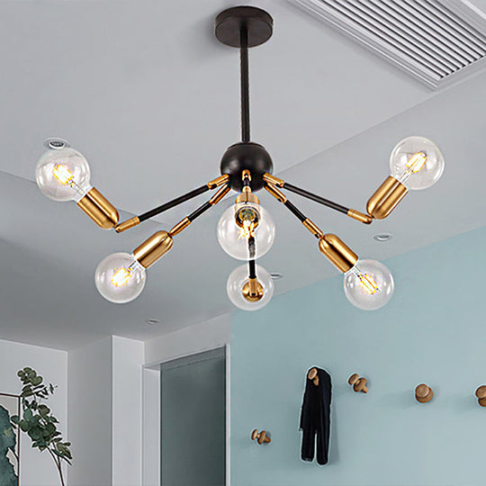 Modern Gold Metal Chandelier - Abstract Design With Multiple Lights Hanging Ceiling Lamp For