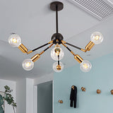 Modern Abstract Gold Metal Chandelier Ceiling Lamp For Bedrooms - Multi Light Hanging Fixture