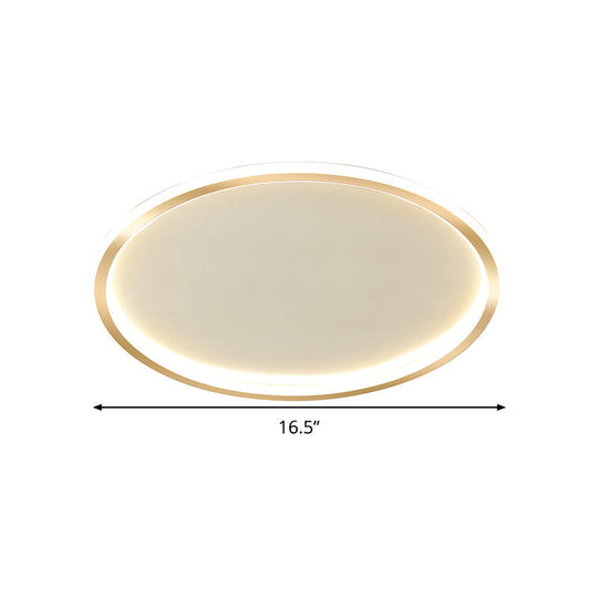 Gold Led Flush Mount Ceiling Lamp With Stepless Dimming Remote Control And Warm/White Light
