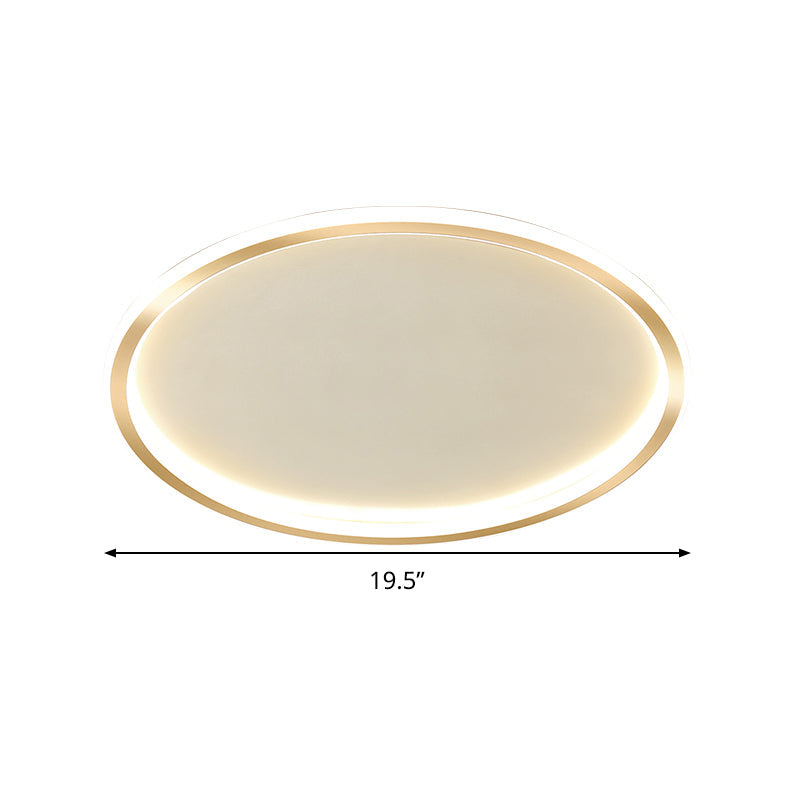 Gold Led Flush Mount Ceiling Lamp With Stepless Dimming Remote Control And Warm/White Light