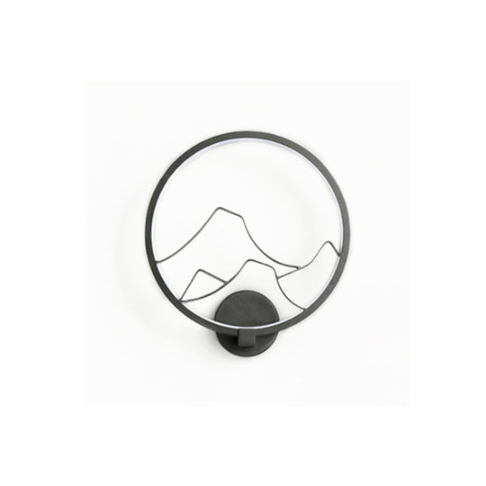 Minimalist Acrylic Ring Wall Lamp With Led White/Black Mountain Shade