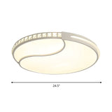 Modern White Cut Crystal Led Flush Mount Bedroom Light Fixture Circular Design Multiple Sizes