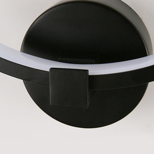 Minimalist Acrylic Ring Wall Lamp With Led White/Black Mountain Shade