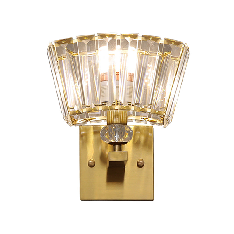 Modern Gold Wall Sconce With Trapezoid Crystal Blocks