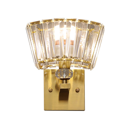 Modern Gold Wall Sconce With Trapezoid Crystal Blocks