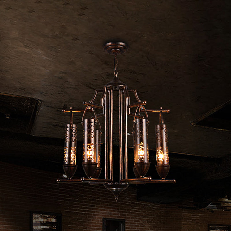 Rustic Iron Flute Hanging Light: Creative Chandelier With Number Design Perfect For Bars