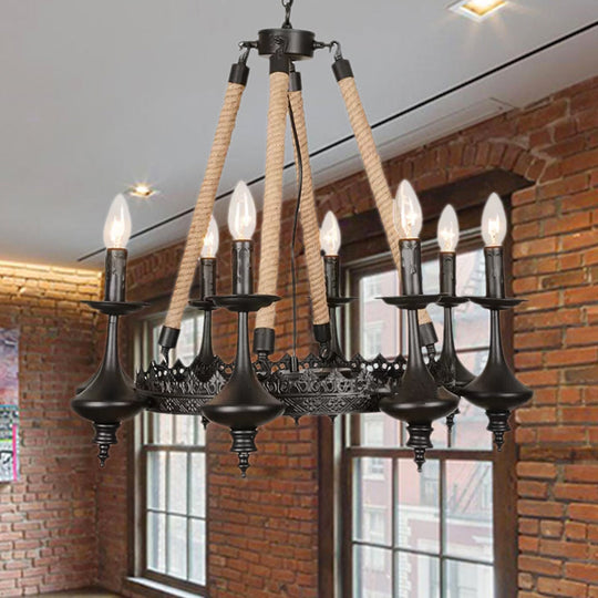 Vintage Industrial Pendant Light With Exposed Bulbs - 3/6 Heads Metal Ceiling Fixture For Living