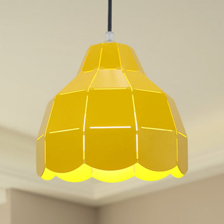 Modern Nordic Metal Pendant Light - Black/Gray/White/Yellow/Blue 1 Foldable Dining Room Hanging Lamp