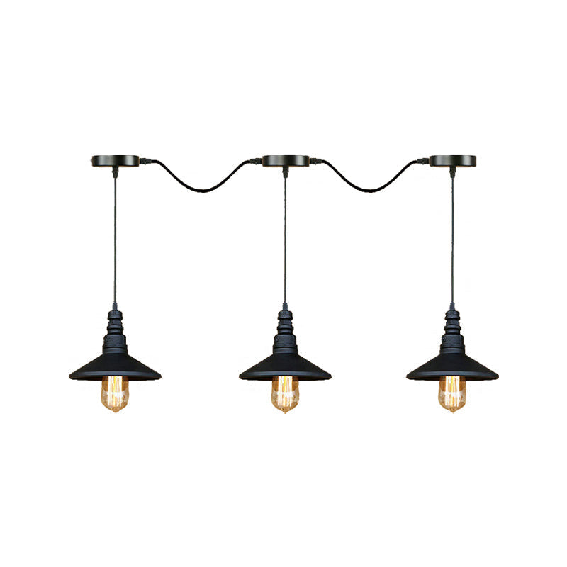 Vintage Industrial Black Iron Saucer Pendant Ceiling Light With Wire Connection - Pack Of 3/5 Bulbs