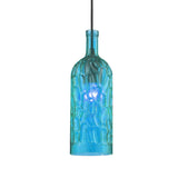 Vintage Style 1-Light Pendant Fixture With Dimpled Glass Bottle Shade In Yellow/Brown For Living