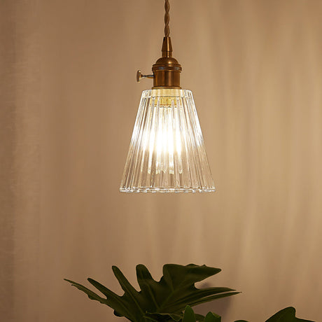 Modern Brass Flared Glass Pendant Light - Clear And Stylish