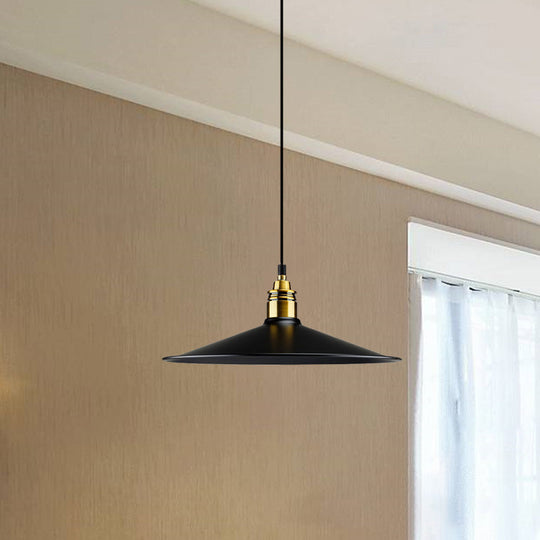Black Metallic Cone Shade Ceiling Light - Loft Style 1 Head Kitchen Pendant Lamp (10’/14’ Wide)