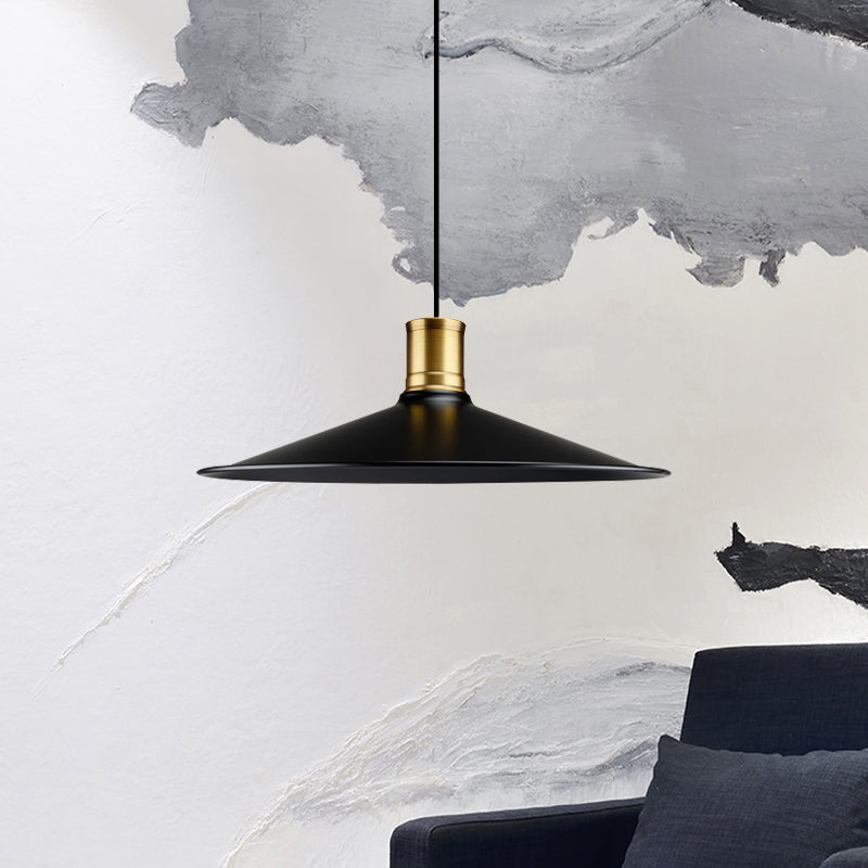 Vintage Industrial 1-Light Pendant With Metallic Black Finish For Bedroom - 8.5/10.5 Width
