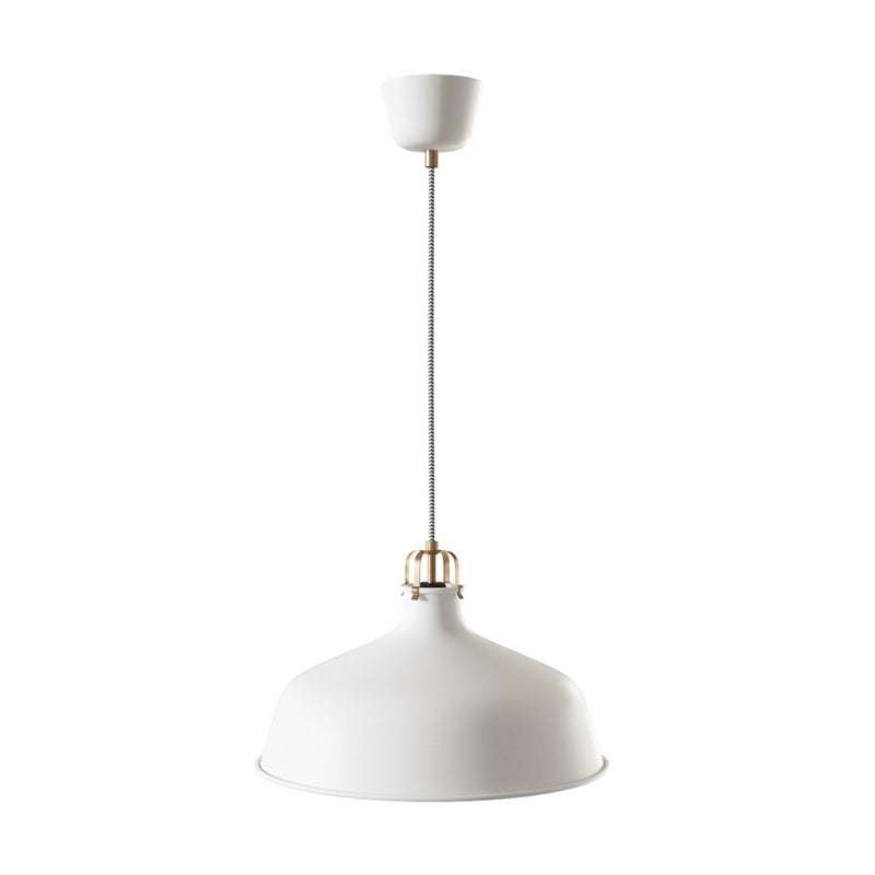 Modern 1-Light Metallic Pendant Lamp With Black/White Barn Shade For Dining Room Ceiling